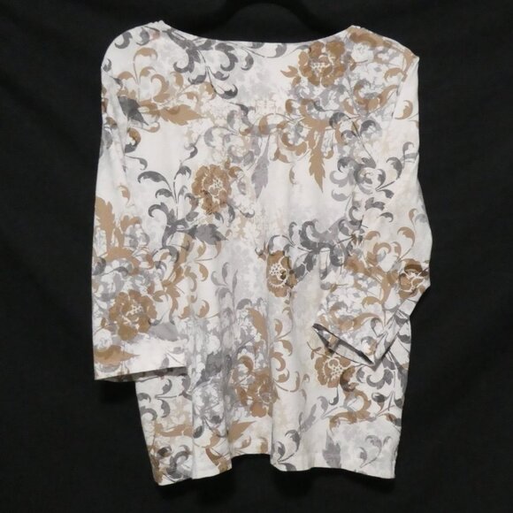 ALFRED DUNNER | large | Floral Long Sleeve Shirt | Beautiful and Unique Neckline - Picture 2 of 16